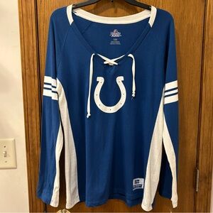 Colts v-neck, longsleeve top, women's large
